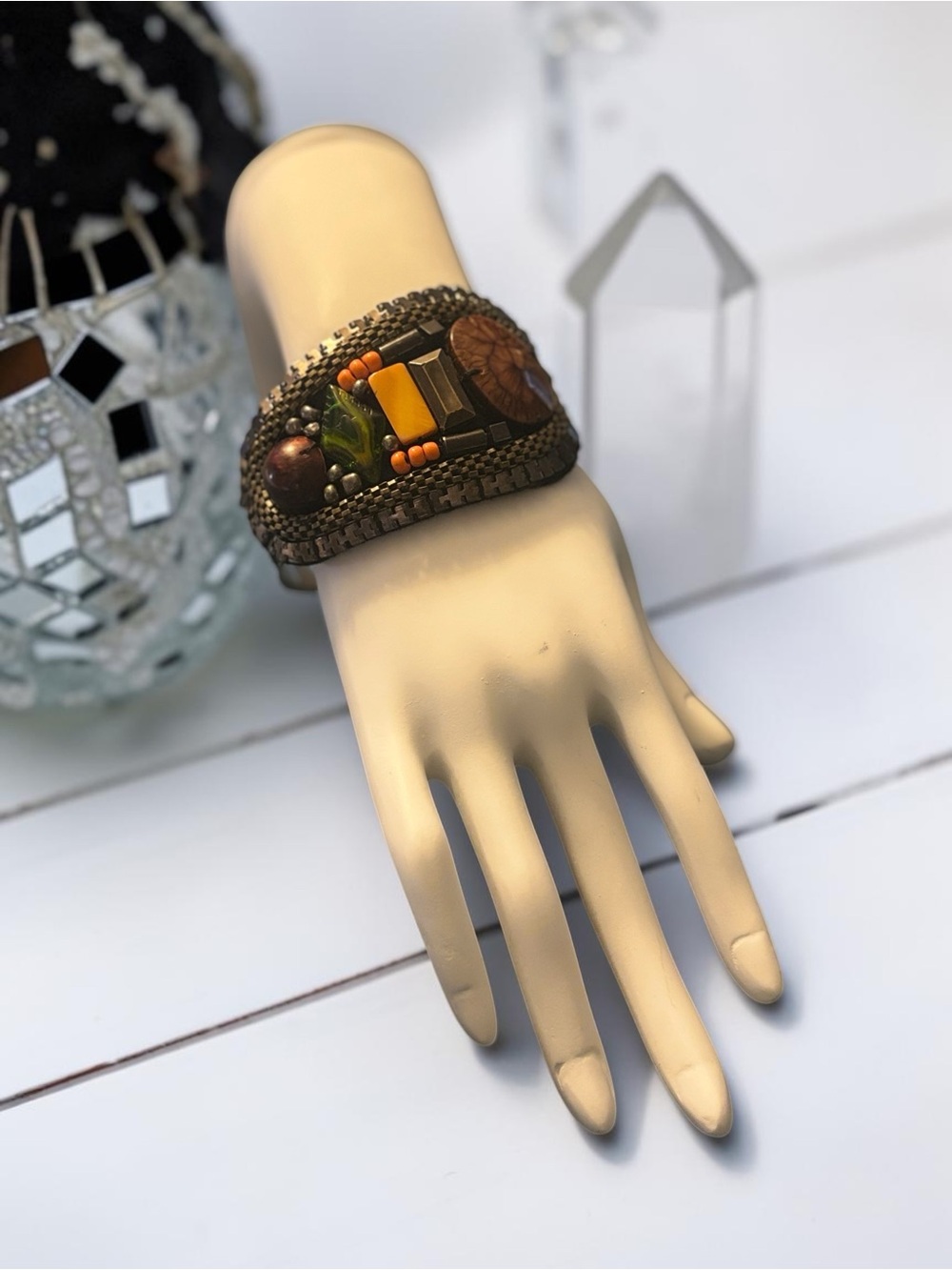 Handcrafted Multi-Color Beaded Cuff Bracelet